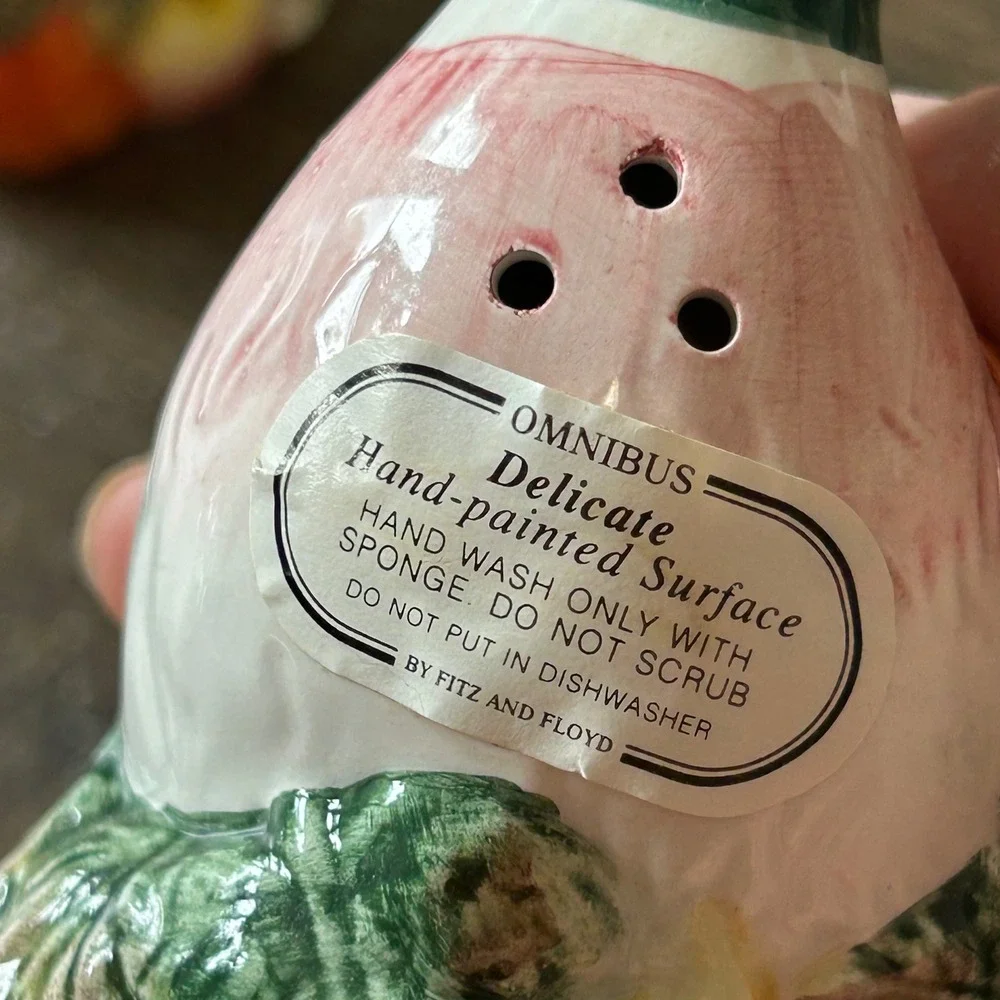 Fitz & Floyd Omnibus Harvest Duck Salt and Pepper Shakers Hand Painted Ceramic